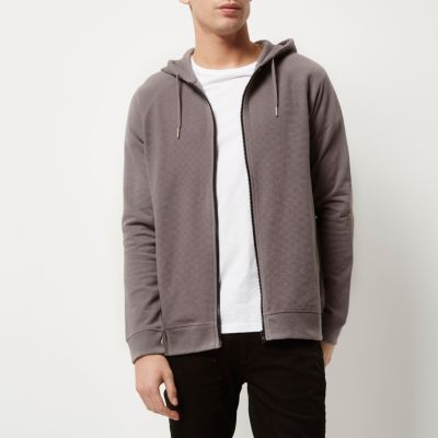 Grey ribbed hoodie